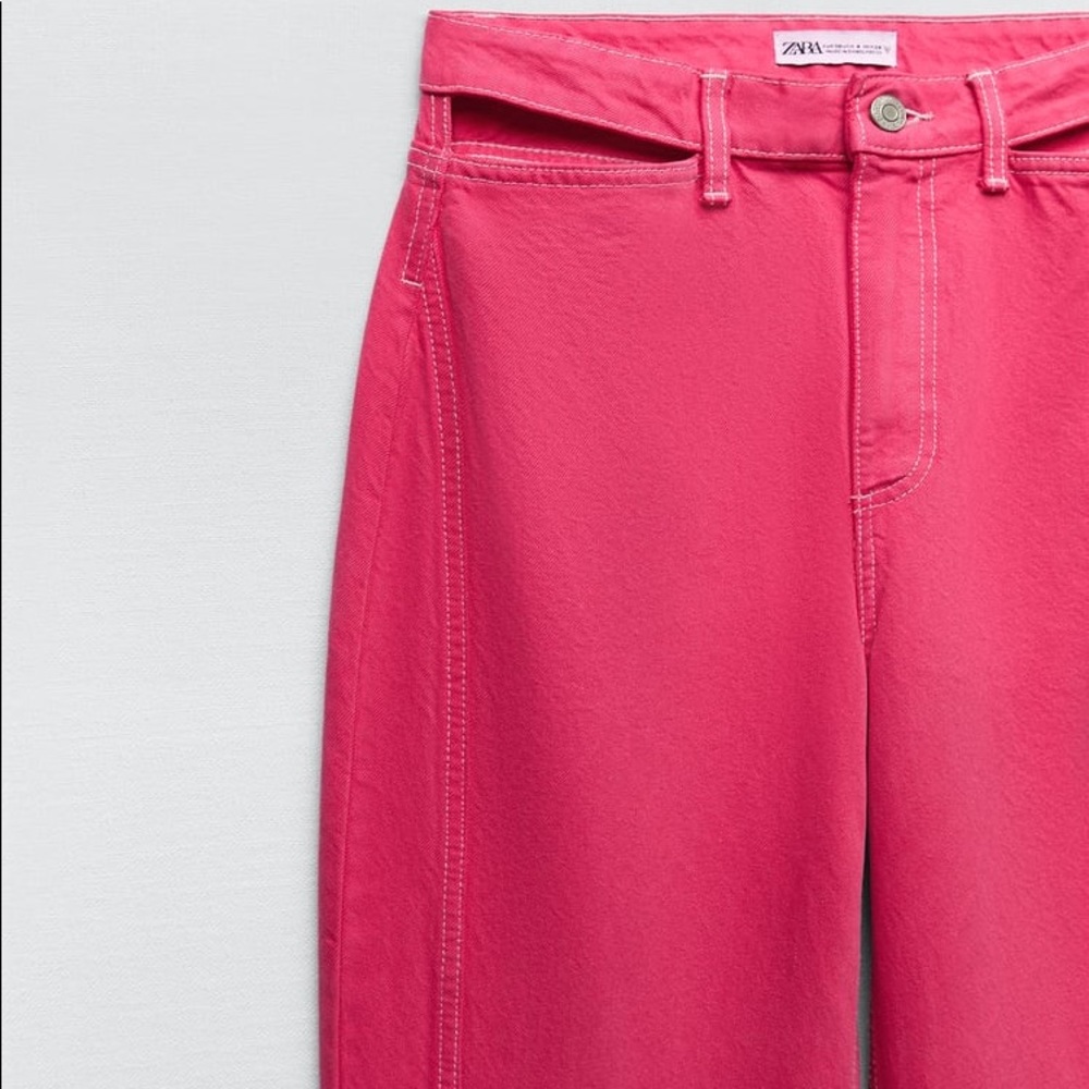 Zara Pink Full Length Cut Out Jeans - Picture 15 of 16